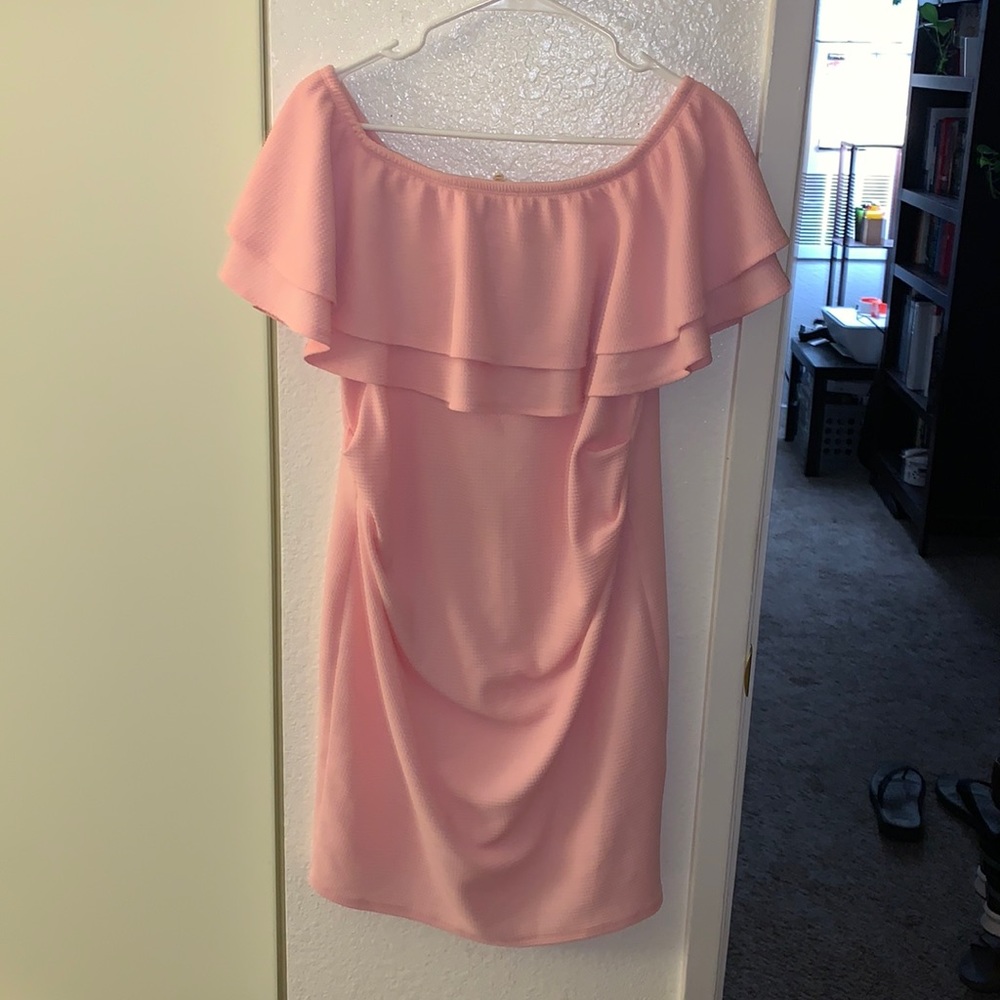 Off the shoulder mini maternity dress pink womens size XL